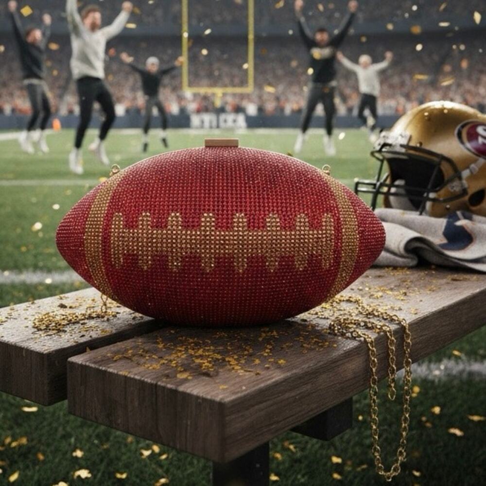 Rhinestone Encrusted Football Crossbody